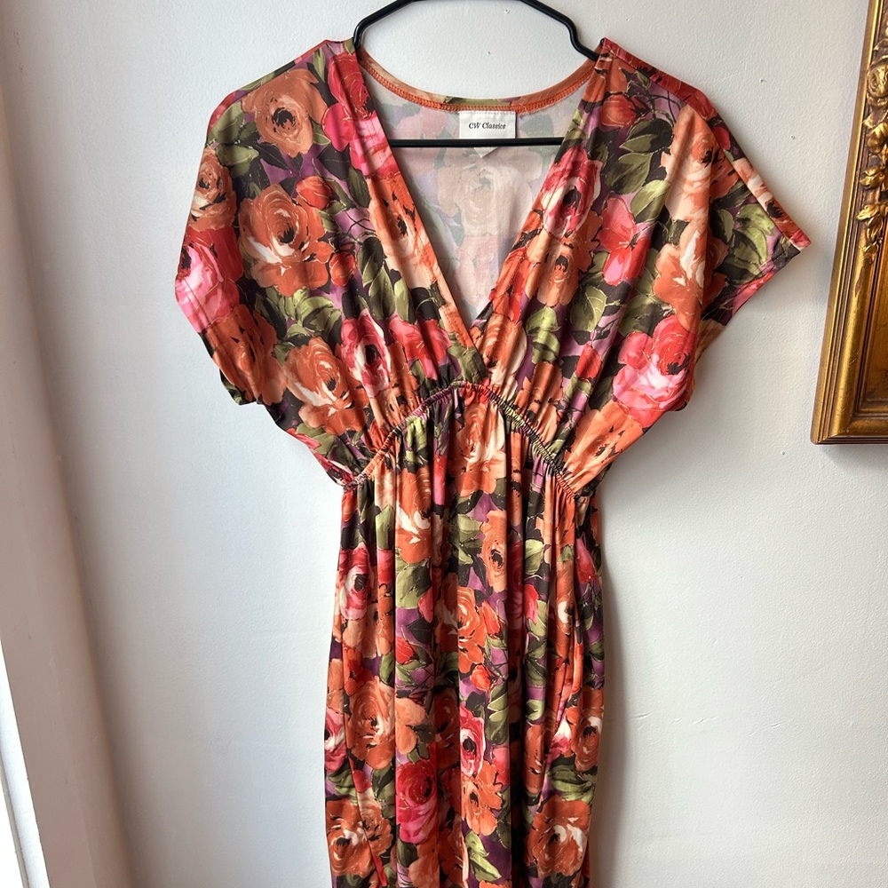Summer Beachy Floral Roses V-neck Wrap Dress